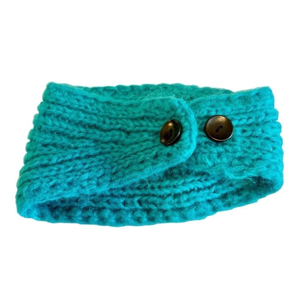 Turquoise Knit Flower Headband